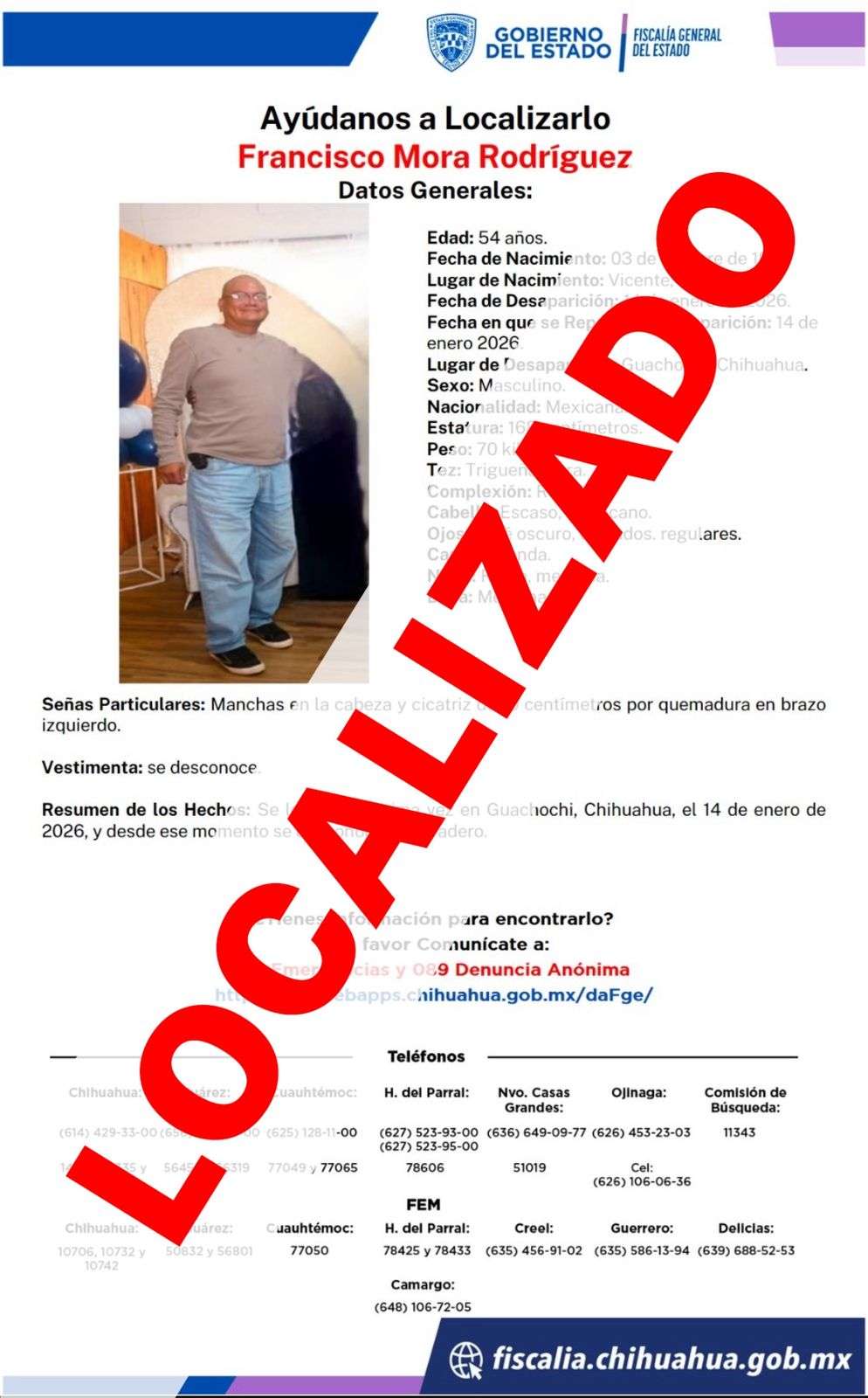 Hallan sano y salvo a médico del Imss desaparecido en Guachochi