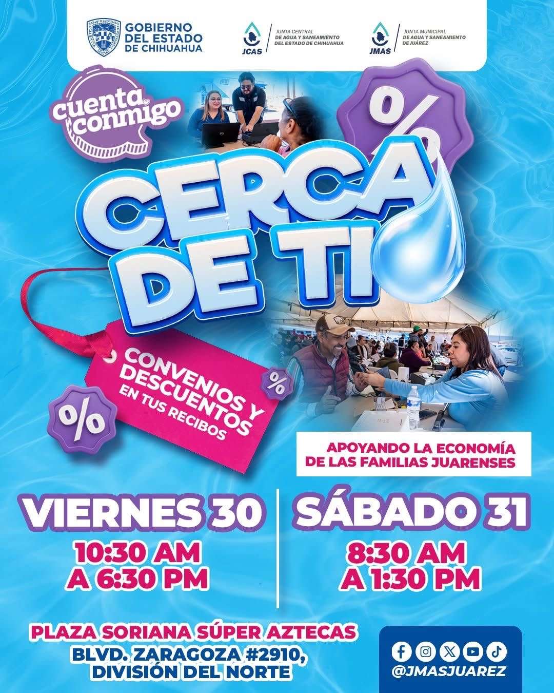 Llevarán descuentos y convenios de agua a Soriana Aztecas
