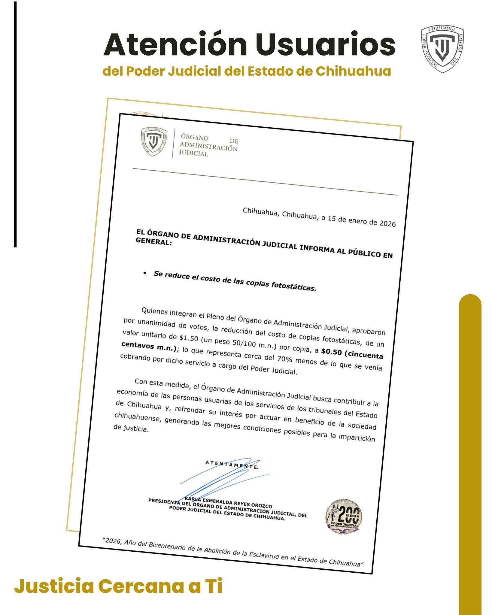 Disminuyen a cincuenta centavos las copias fotostáticas en el Poder Judicial