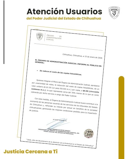 Disminuyen a cincuenta centavos las copias fotostáticas en el Poder Judicial