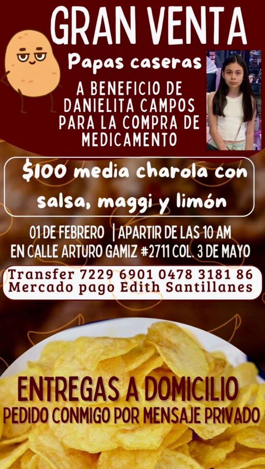 Organizan venta solidaria para ayudar a menor hospitalizada