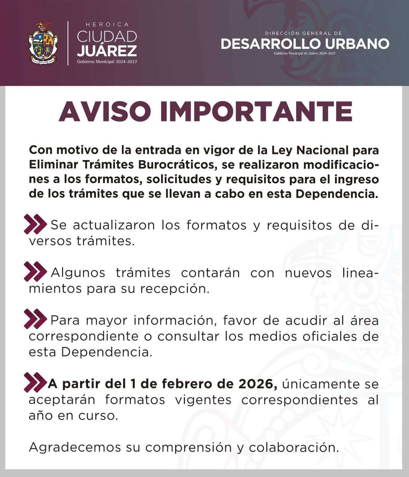 Exigirá Desarrollo Urbano formatos actualizados a partir de febrero 