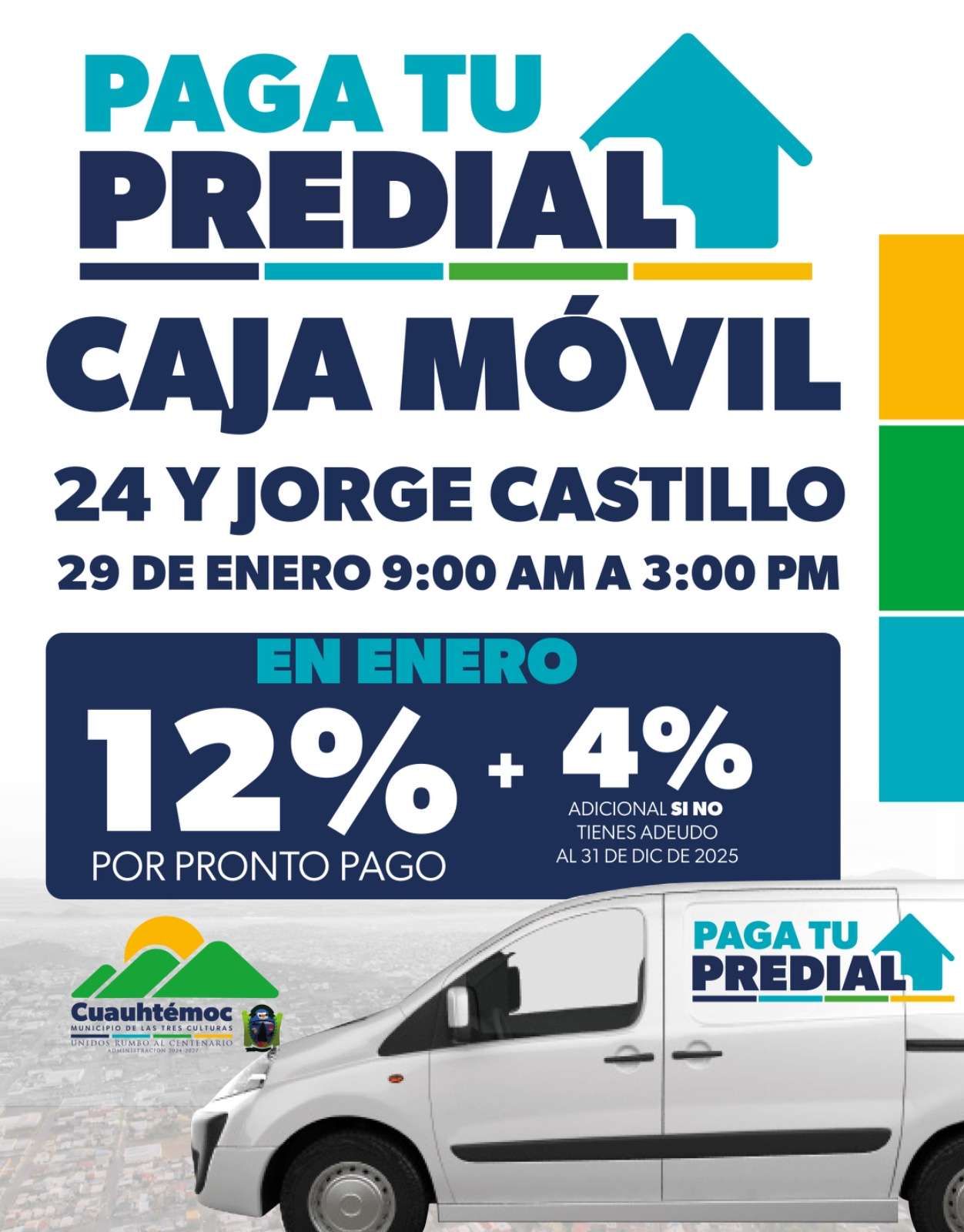 Invitan a aprovechar la Caja Móvil del Predial en Cuauhtémoc