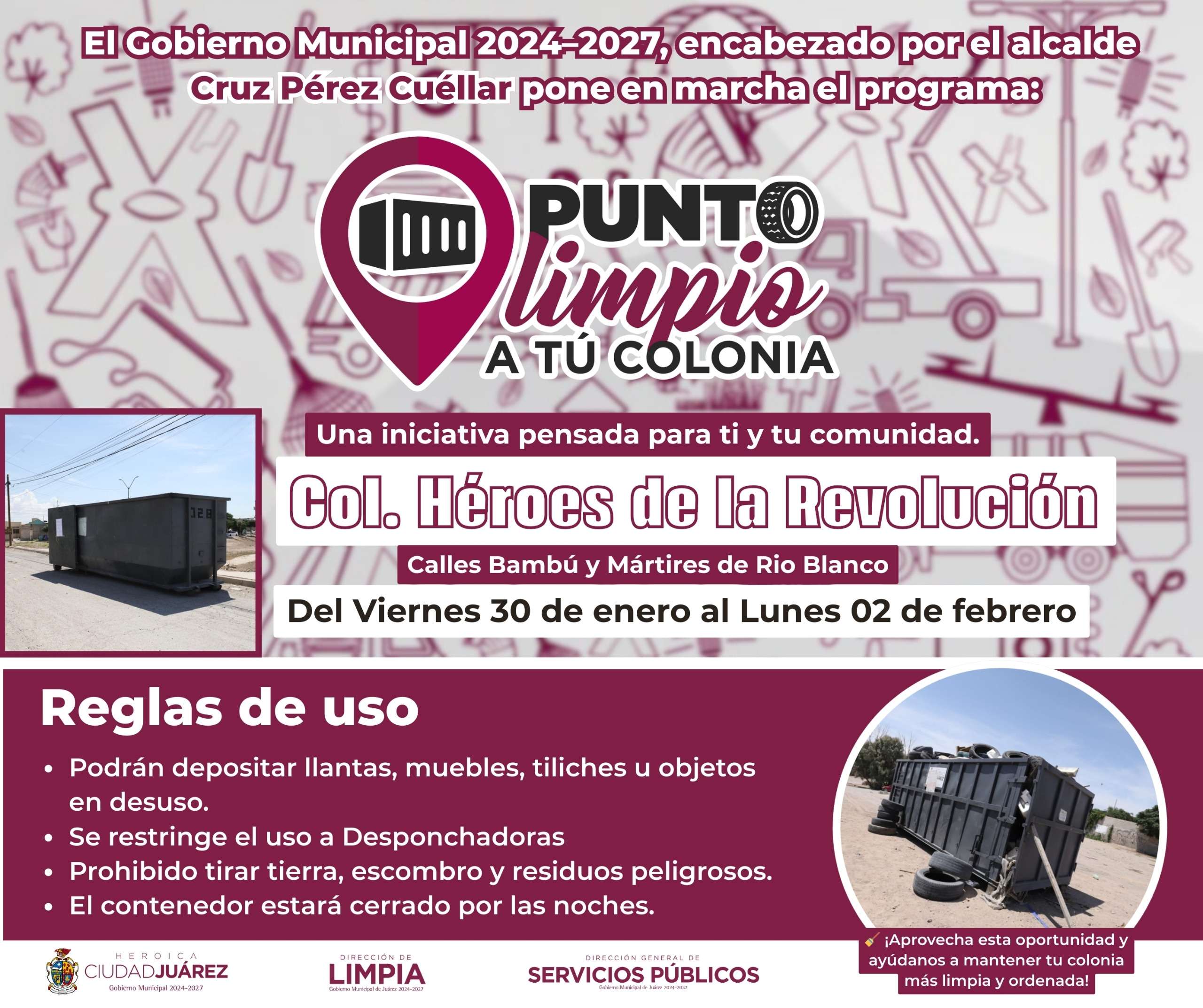 Colocan nuevos puntos limpios en colonias 