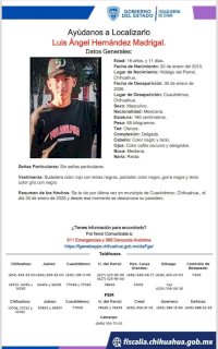 Solicitan apoyo para localizar a menor desaparecido en Cuauhtémoc