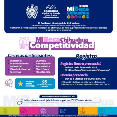 Lanzan convocatoria Mi Beca Chihuahua 2026 en Competitividad