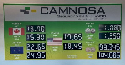 Sigue el dólar a $18.45 en casa de cambio Camnosa