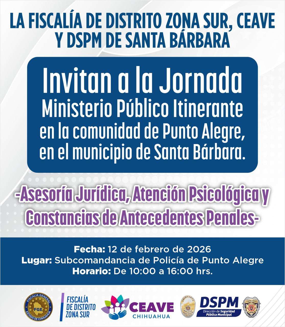 Invitan a la Jornada de Ministerio Público Itinerante en Santa Bárbara
