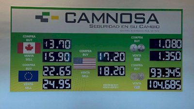 Sigue el dólar a $18.20 en casa de cambio Camnosa