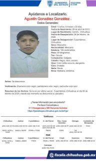 Piden apoyo para localizar a menor desaparecido en Cuauhtémoc