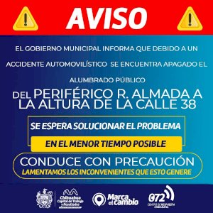 Extrema precauciones: sin luminarias tramo del R. Almada por choque 