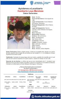 Piden ayuda para localizar a desaparecido en Rancho Colorado
