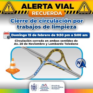 Cerrarán distribuidor vial de Lombardo Toledano y 20 de noviembre