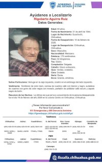 Buscan a adulto mayor desaparecido en la colonia Centro