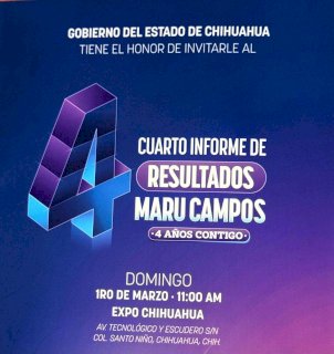 Invitan al Cuarto Informe de Resultados de Maru Campos el 1 de marzo 