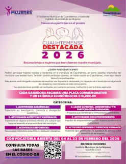 Invitan a postular candidatas para Cuauhtemense Destacada 2026