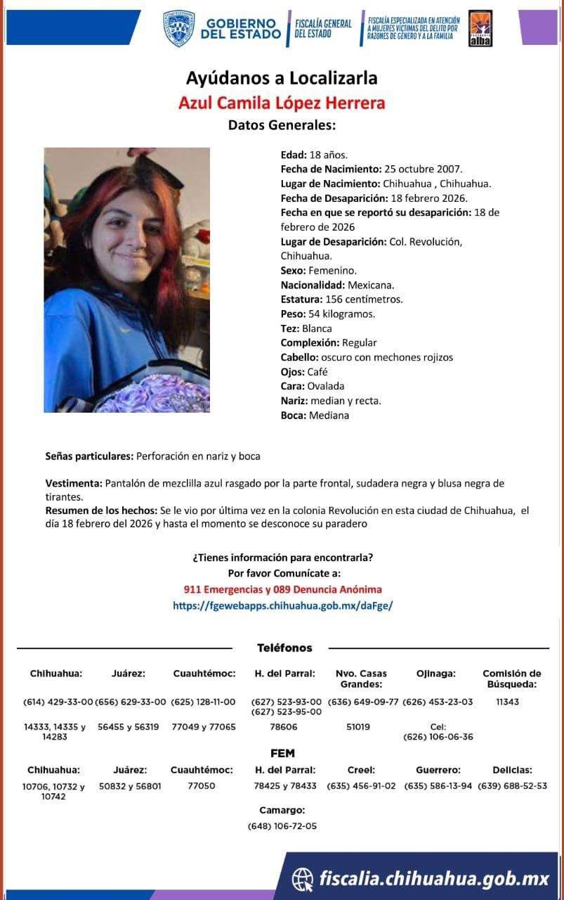 Buscan a jovencita desaparecida en la colonia Revolución 