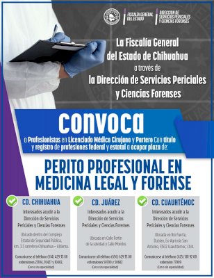 Abre FGE vacantes para peritos profesionales en medicina legal y forense 