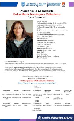 Desaparece jovencita en la colonia Granjas del Valle 