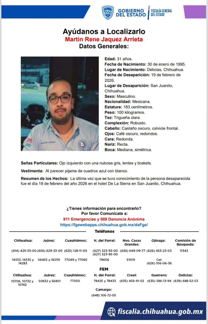 Desaparece empleado de la FGE en San Juanito