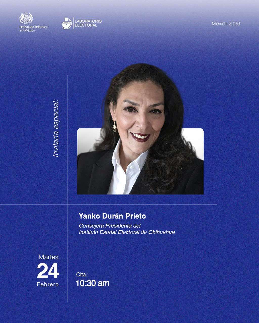 Invitan a Presidenta del IEE a presentación en Embajada Británica en México