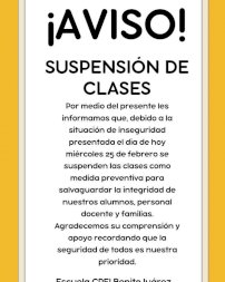 Por inseguridad suspenden clases algunas escuelas en Aldama