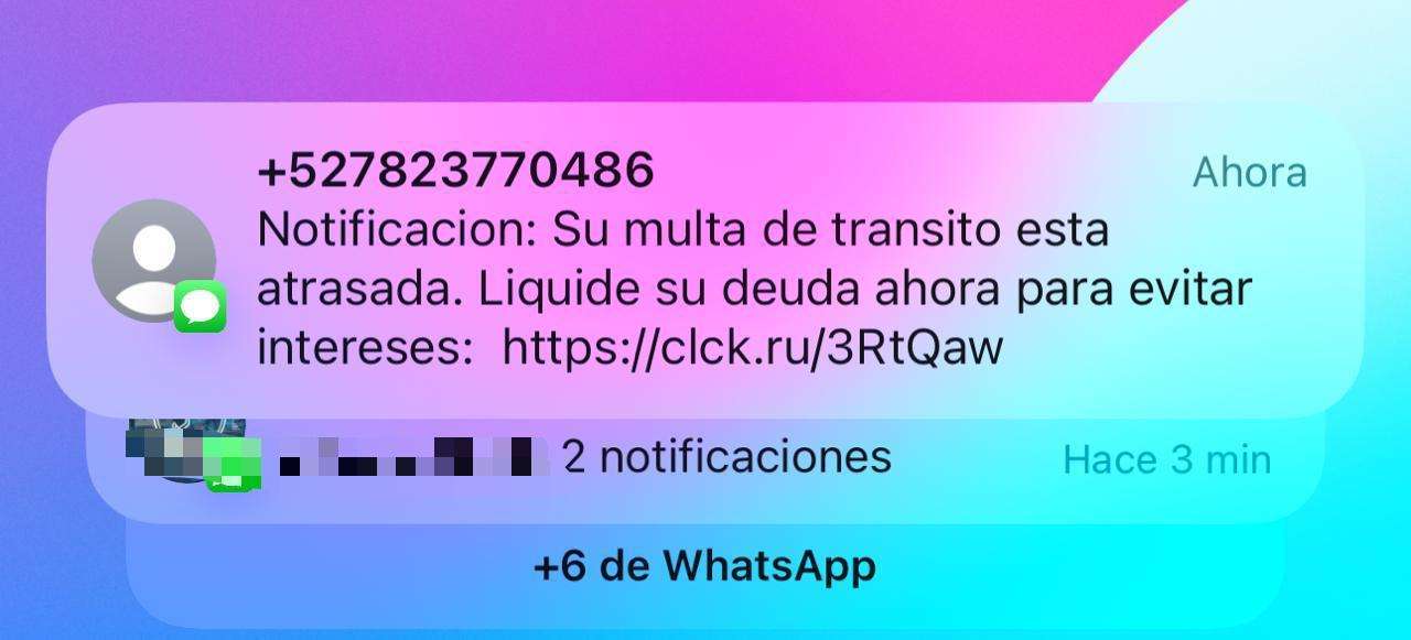 Advierten sobre cobro falso de multas por mensajes 