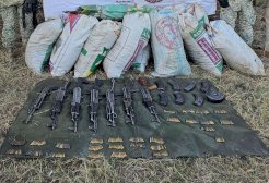 Aseguran arsenal y marihuana en Guerrero