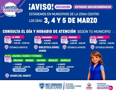 Inicia renovación de becas para estancias infantiles en región centro-sur 