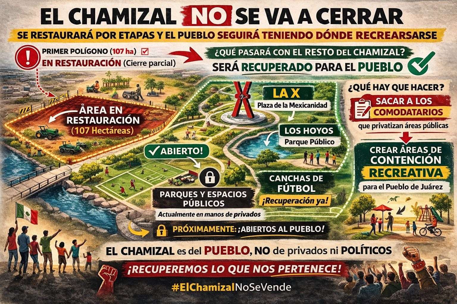 Aseguran que restauración de El Chamizal será por etapas