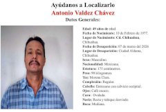 Buscan a Antonio Valdez Chávez; desapareció este sábado en Aldama