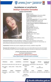 Buscan a jovencita desaparecida en la colonia 20 Aniversario