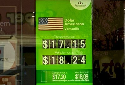 Sube ligeramente el dólar a $18.24 en Banco Azteca