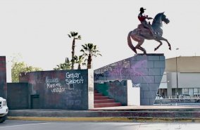 Siguen pintas del 8M en glorieta de Pancho Villa y estaciones Bowi