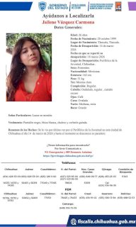 Piden ayuda para encontrar a mujer desaparecida en Chihuahua