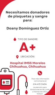 Buscan donadores de sangre para paciente en el Imss Morelos