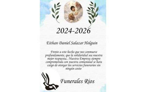 Apoya Funerales Ríos sin costo a familia de Eitan Daniel 