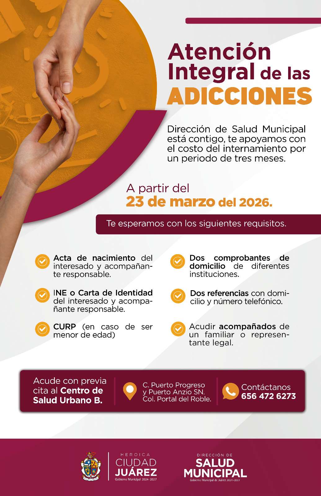 Ofrece Salud Municipal becas para tratamiento contra adicciones 