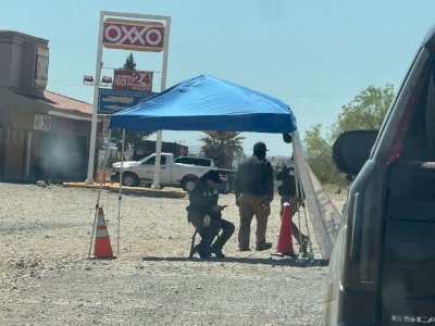 Montan retén pedinche en km 80 de rúa a Juárez
