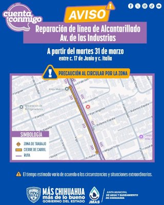 Realizarán reparación de drenaje en la avenida de las Industrias 