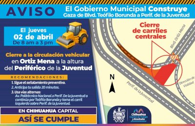 Cerrarán el Ortiz Mena por obras en gaza del Periférico