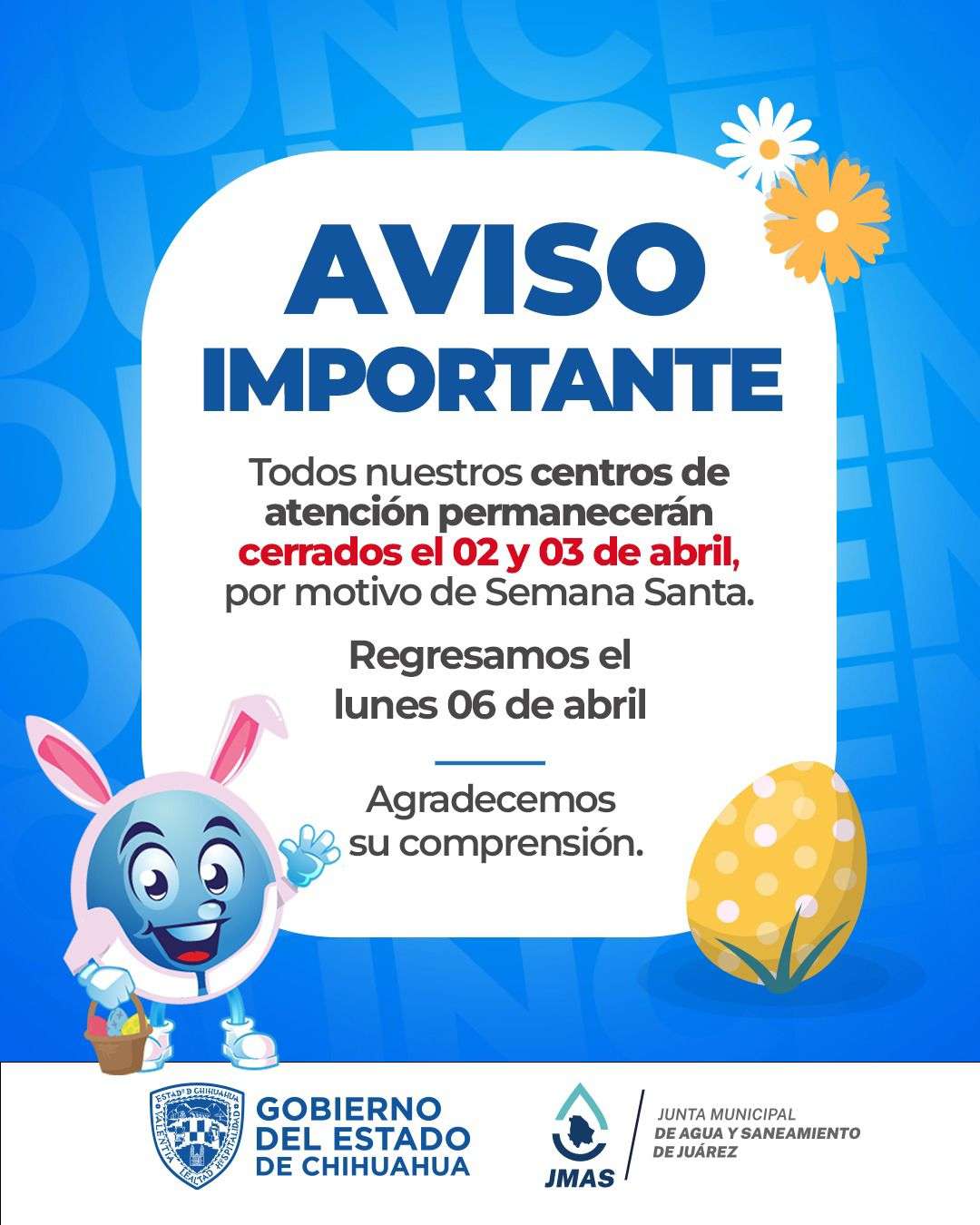 Suspenderá la JMAS actividades en centros de atención durante Semana Santa