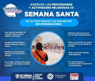 Emite recomendaciones para asistentes a eventos religiosos 