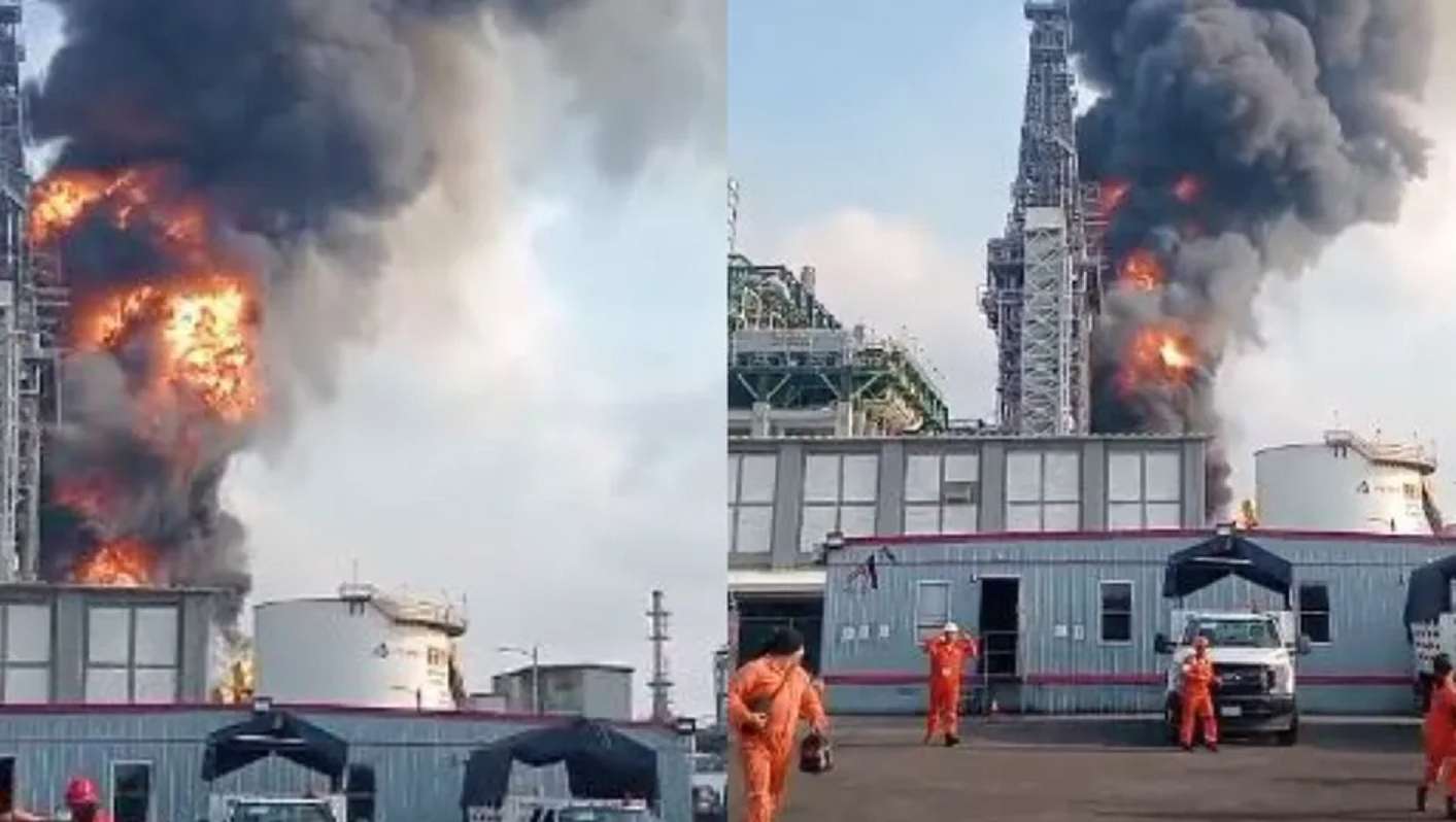Consume incendio bodega de refinería Dos Bocas en Tabasco