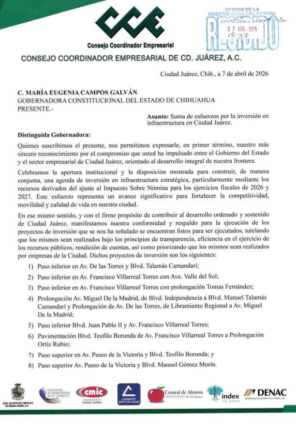 Respalda sector empresarial inversión en infraestructura
