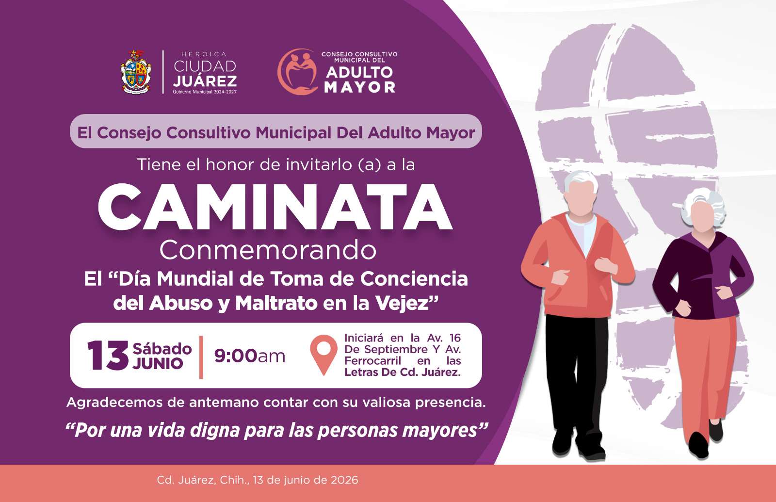 Organizan caminata contra el.maltrato en la vejez