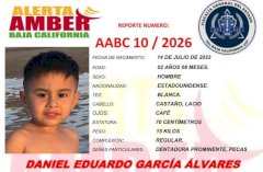 Activan Alerta Amber por Daniel Eduardo; fue sustraído en Mexicali