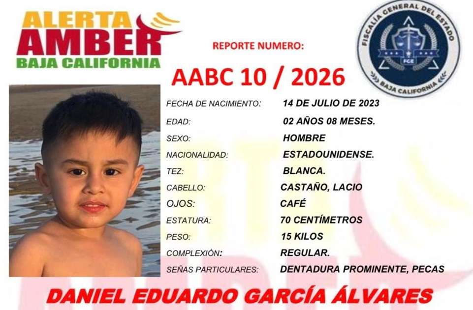 Activan Alerta Amber por Daniel Eduardo; fue sustraído en Mexicali