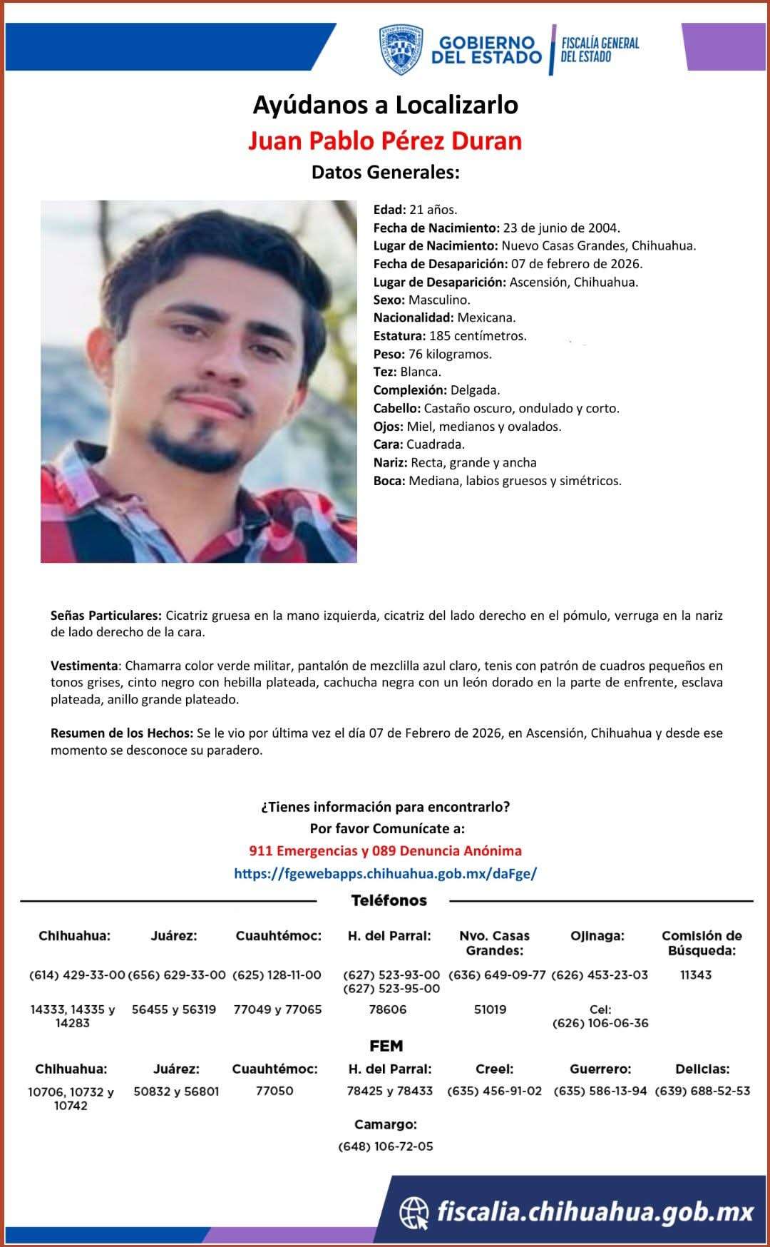 Buscan a dos jóvenes desaparecidos en Ascensión