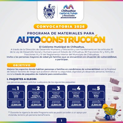 Abren convocatoria del Programa de Materiales para Autoconstrucción